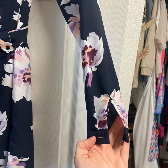 Navy floral long sleeve/shorts romper - Picture 5 of 10